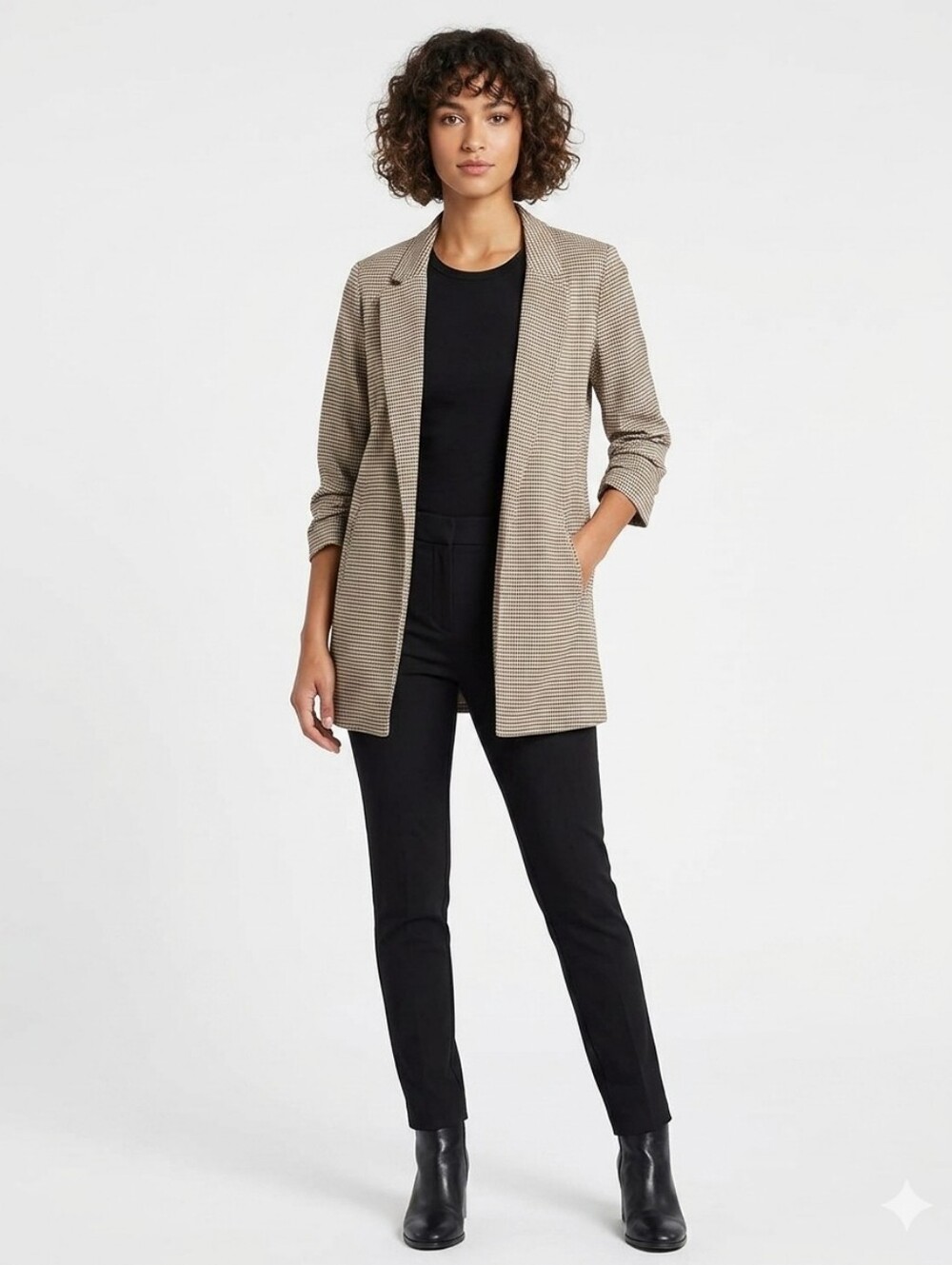 Rachel Zoe Black and Tan Houndstooth Blazer
